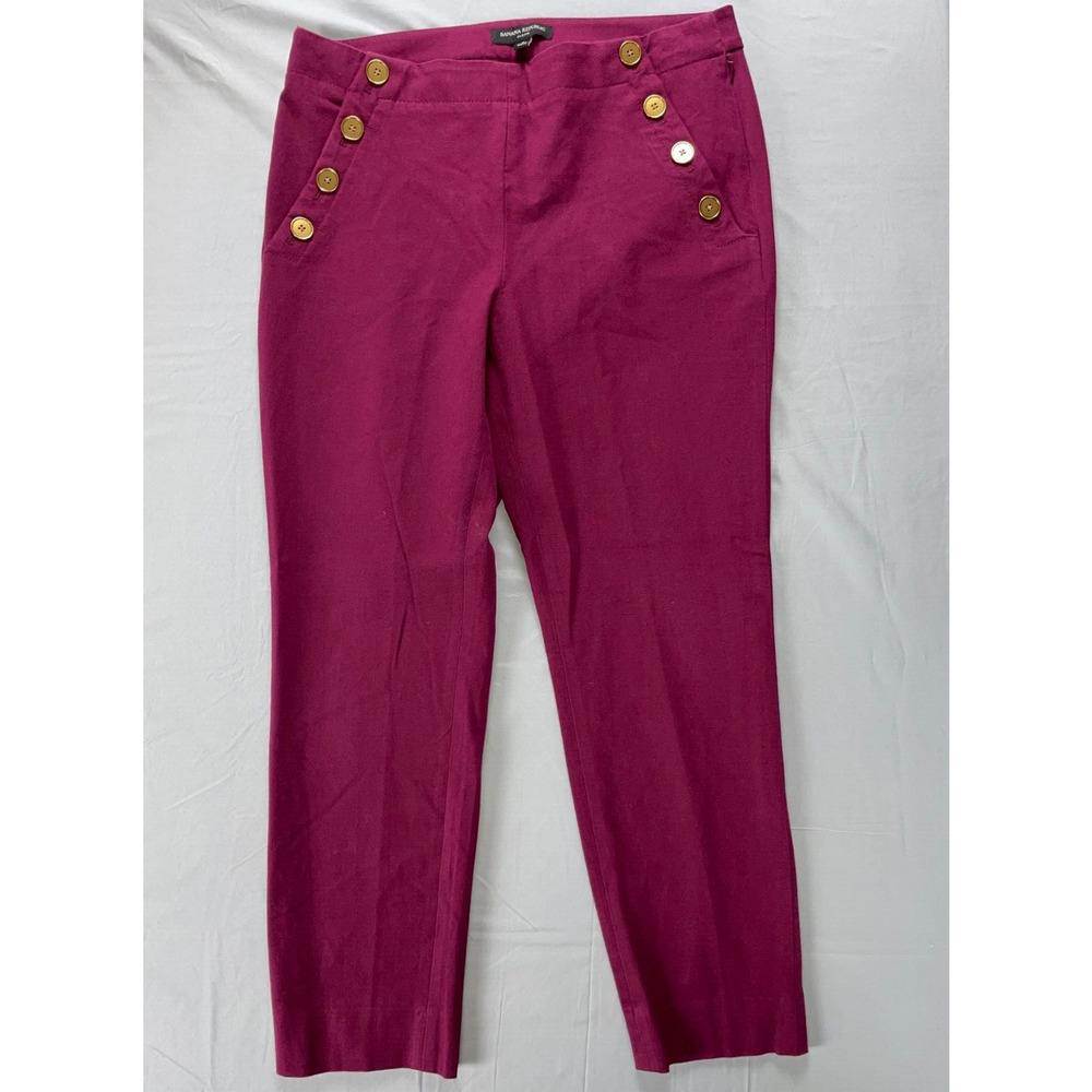 Banana Republic Sloan Fit Bi-Stretch Chino Pants w/ Gold Buttons. Purple, 8.